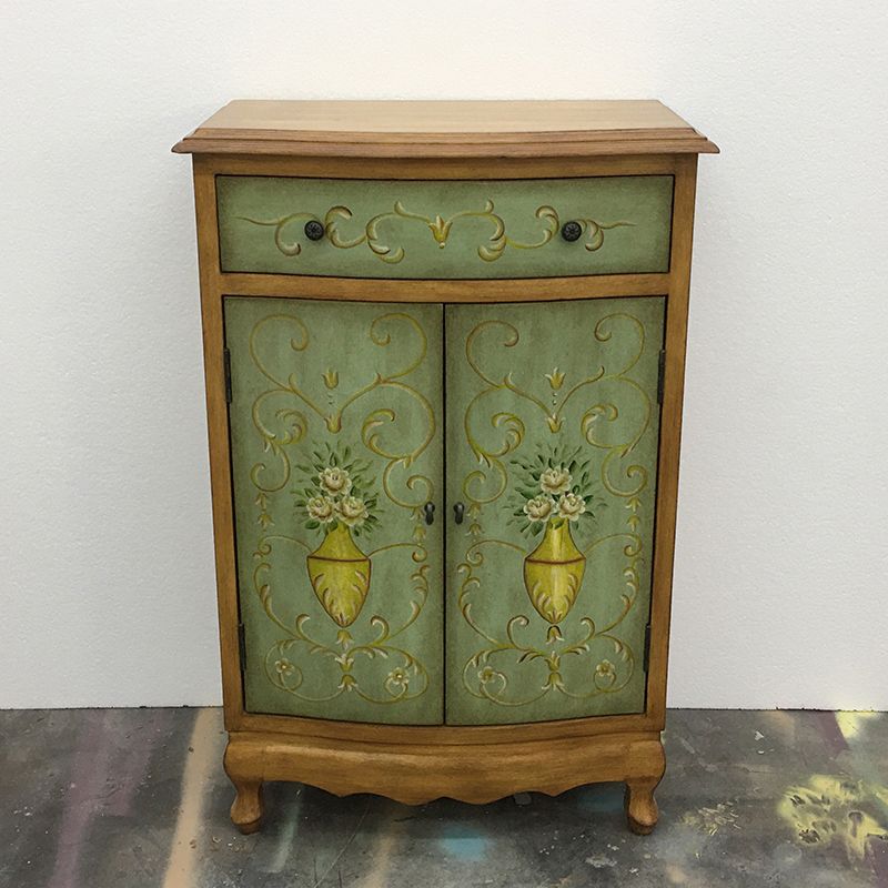Mid-Century Modern Rectangle Cabinet Wood Side Cabinet with Drawer