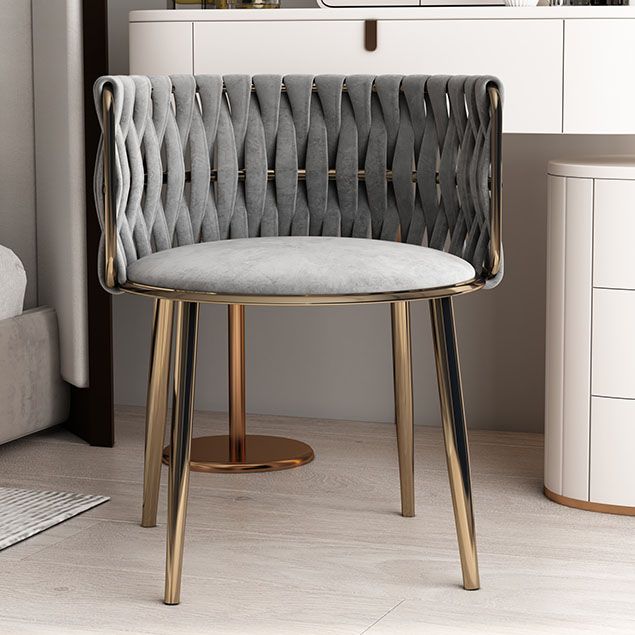 Scandinavian Armless Solid Back Chair Upholstered Fabric Dining Side Chair