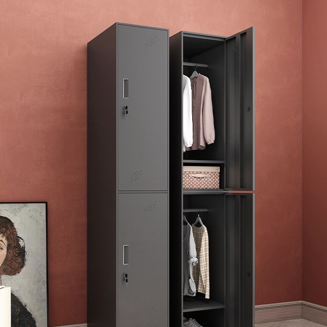 Black Steel Wardrobe Closet Contemporary Hinged Wardrobe Cabinet