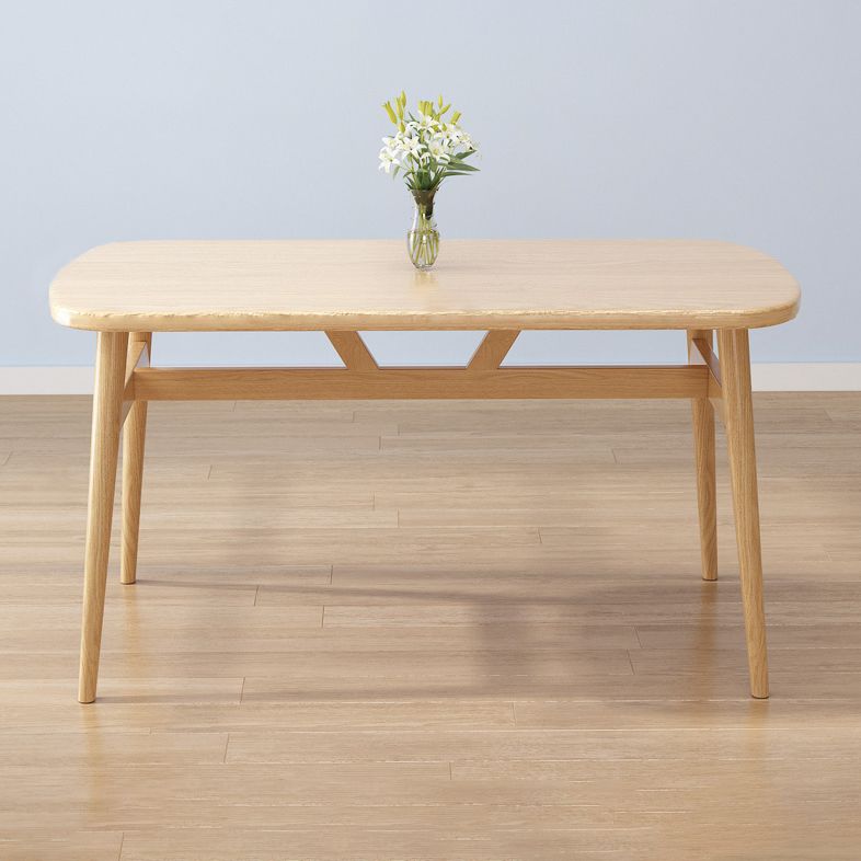 Contemporary Solid Wood Rectangle Shape Dining Furniture 4 Wood Legs Table for Kitchen