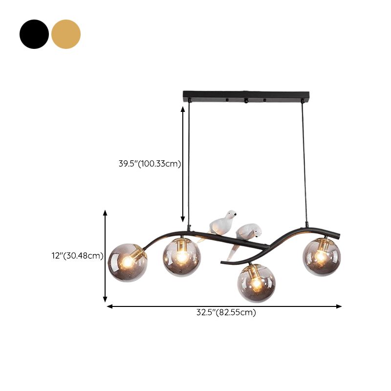 Contemporary Glass Island Lighting Fixture Creative Hanging Light for Dining Room