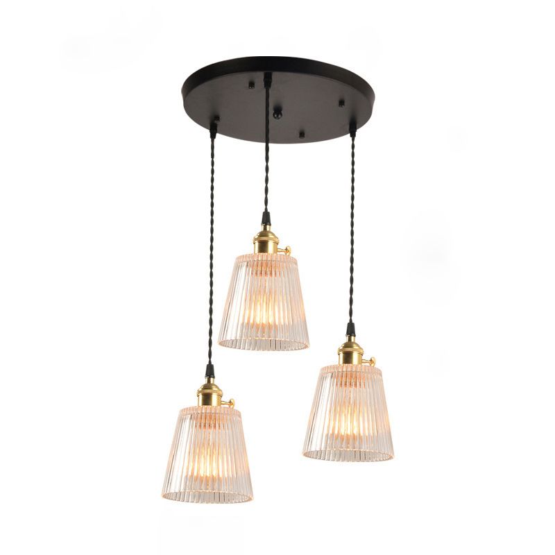 Contemporary Lantern Shaped Pendant Light Glass 3 Lights Multi Light Pendant