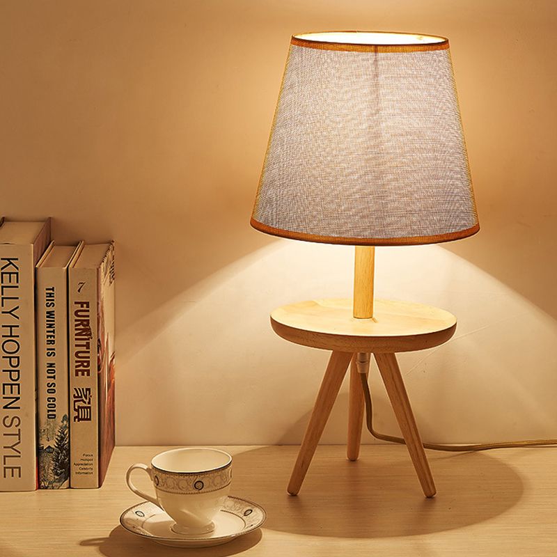 1 table d'étude de tête modernisme modernisme petite lampe de bureau avec une teinte en tissu évasé