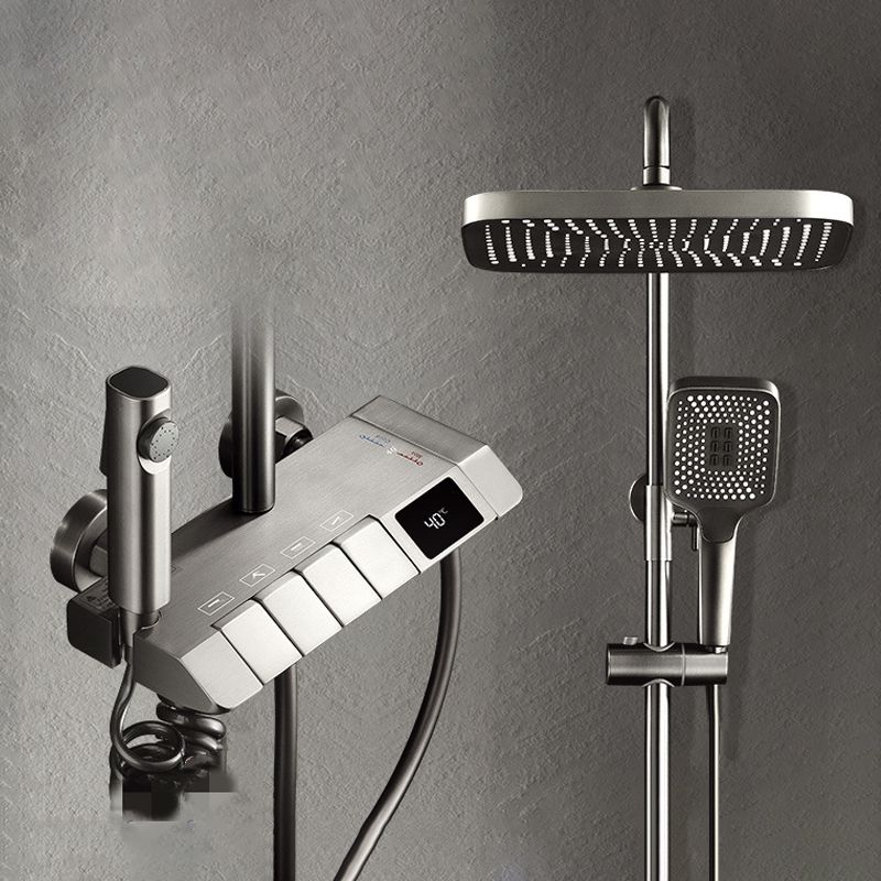 Modern Adjustable Water Flow Square Shower Faucet Shower Hose Shower System on Wall