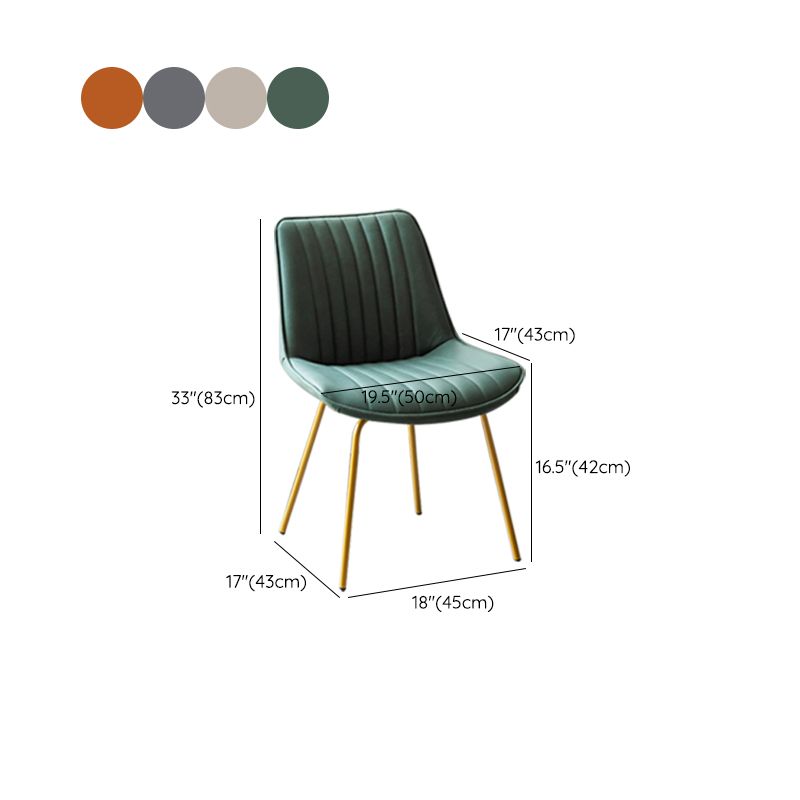 Glam Style Side Chair Faux Leather Gold Frame Dining Chair for Home