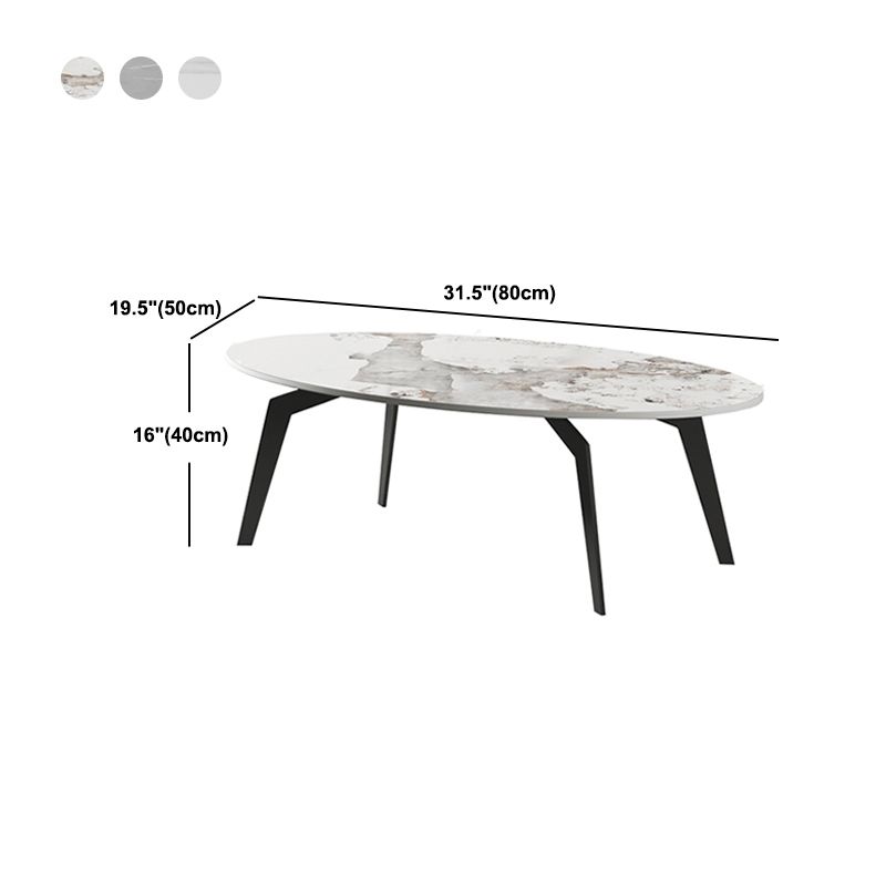 2 Nesting Slate Coffee Table Set Oval Coffee Table with Storage