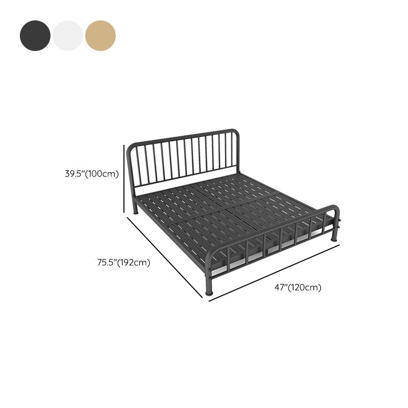 Glam Metal with Headboard Rectangular Slat Solid Color Slat Bed