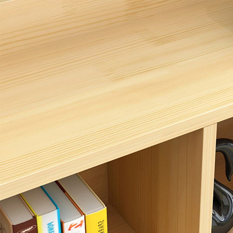 Contemporary Natural Wooden Book Shelf Closed Back Shelf Bookcase for Home