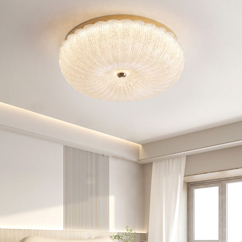 Modern Style Ceiling Mount Light Round LED with Glass Shade for Bedroom