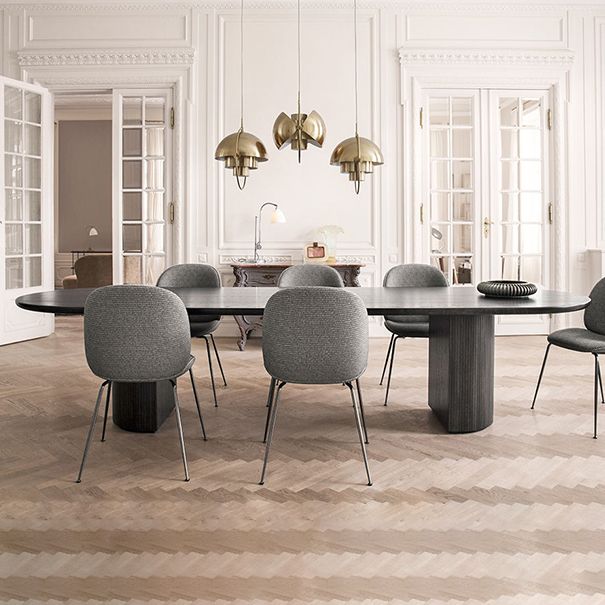 Modern Style Oval Table Solid Wood Double Pedestal Dining Room Furniture