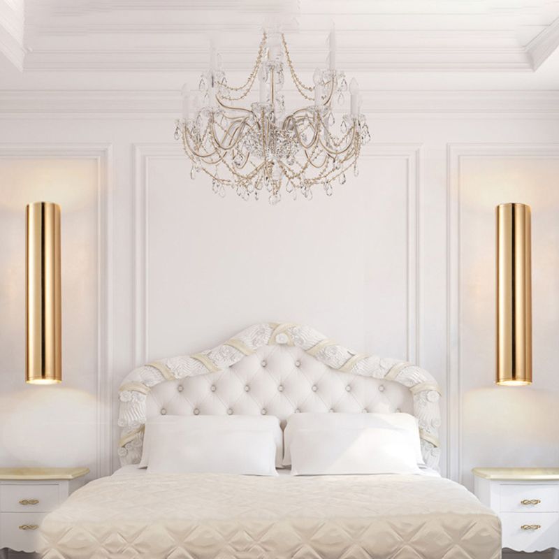 Cylindrical Aluminum LED Wall Light Post-modern Simplicity Metal Bedside Lamp in Electroplated Gold