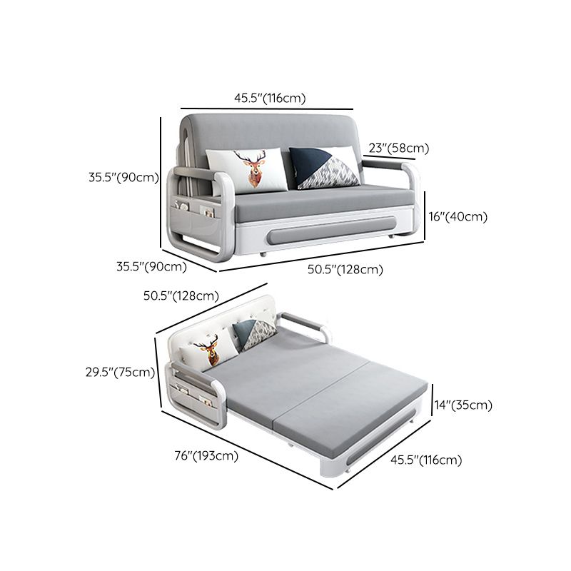 Pillow Included Sofa Futon Square Arms Convertible Sofa with Storage