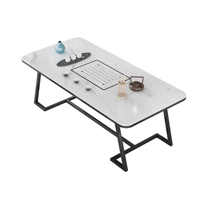 Slate and Metal Table Glam Style Simple Home Rectangular Dining Table