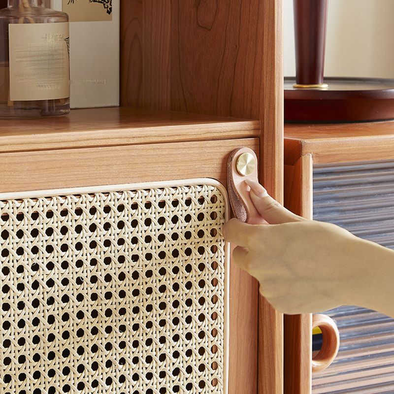 Modern Style Cherry Wood Storage Sideboard Cabinet with Glass Doors