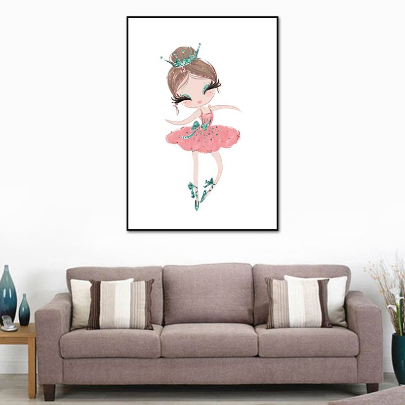 Illustration Ballet Girl Wall Art Decor for Bedroom, Pastel Color, Textured Surface