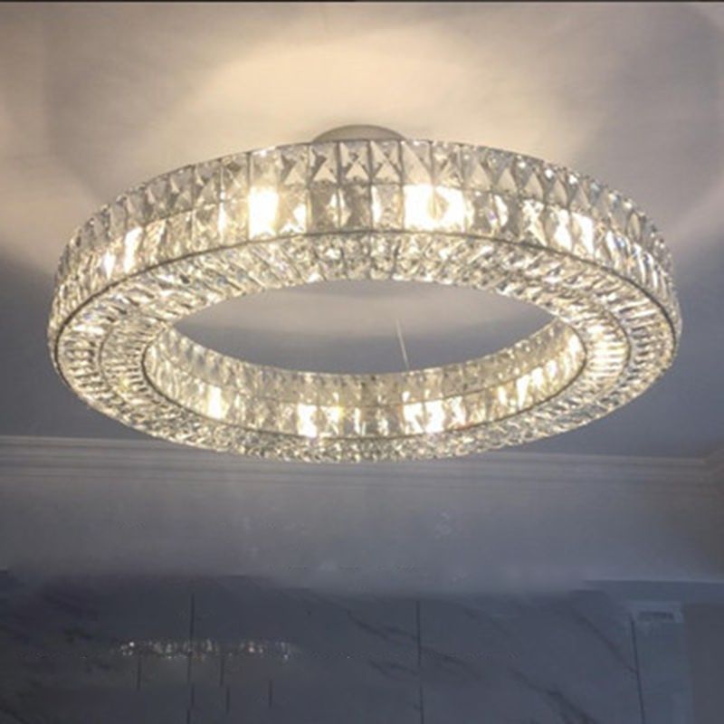 Lampadario circolare di cristalli leggeri di lusso moderno per soggiorno per soggiorno