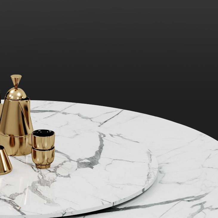 Metal and Stone Table Glam Style Minimalist Home Round Dining Table