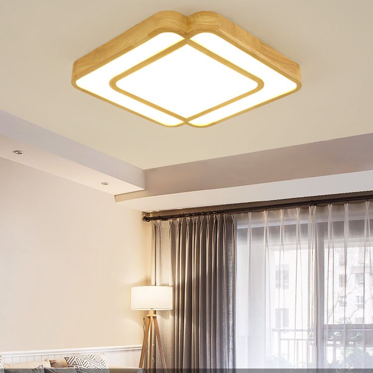 Square Semi Flush Chandelier Contemporary Acrylic Ceiling Mounted Fixture for Living Room