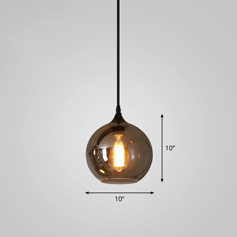 1 Bulb Hanging Light Simplicity Shaded Smoke Gray Glass Pendant Lighting Fixture