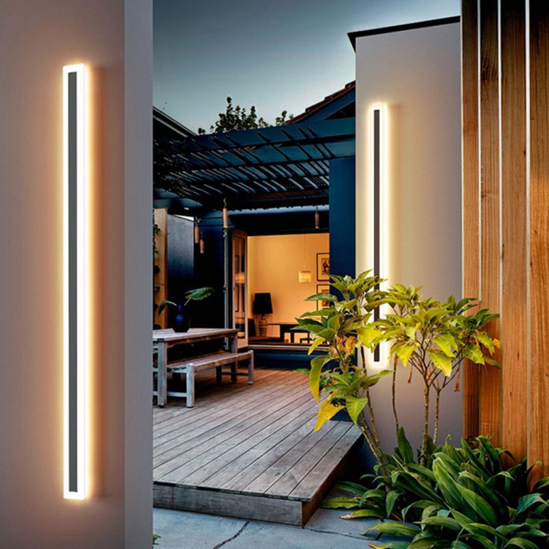 Application murale noire de style nordique Lumière murale à LED droite avec de l'aluminium pour l'extérieur