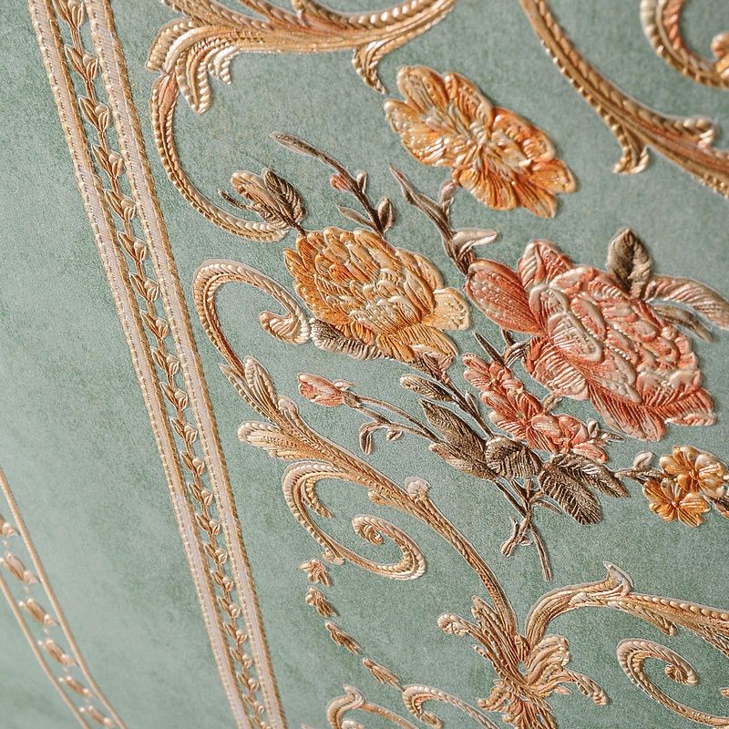 Non-Woven Stain Resistant Wallpaper Rural Embossed Peonies Wall Art for Living Room