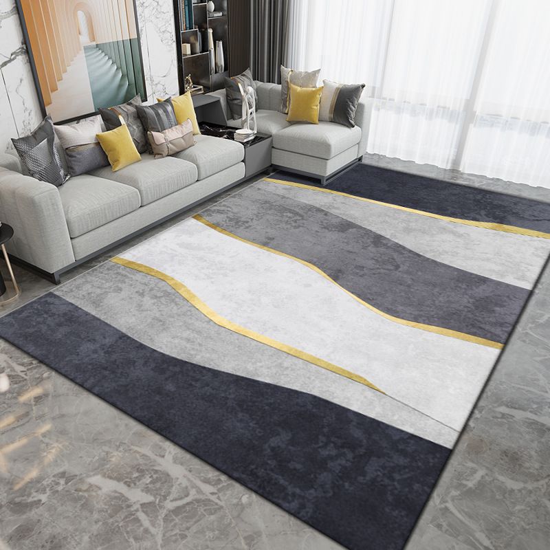 Light Grey Modern Rug Polyester Graphic Indoor Rug Washable Rug for Sitting Room