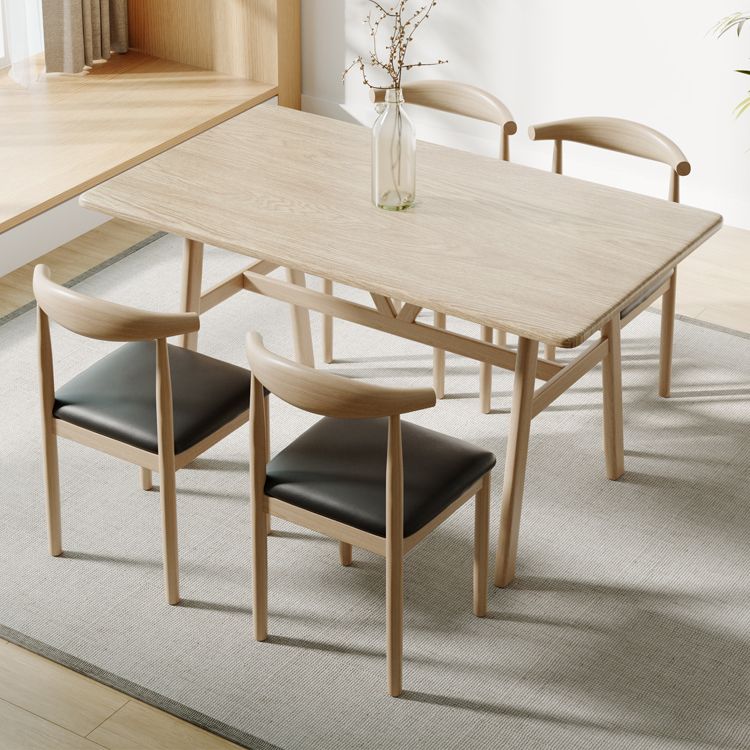 Rectangular Contemporary MDF Dining Room Set Dining Furniture Set with Metallic Base