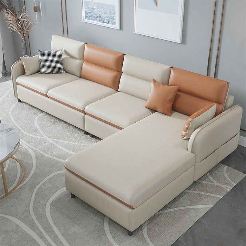 Multicolor Choice Imitation Leather Sofa Bed Embedded Armrest with Pillow Back Sofa