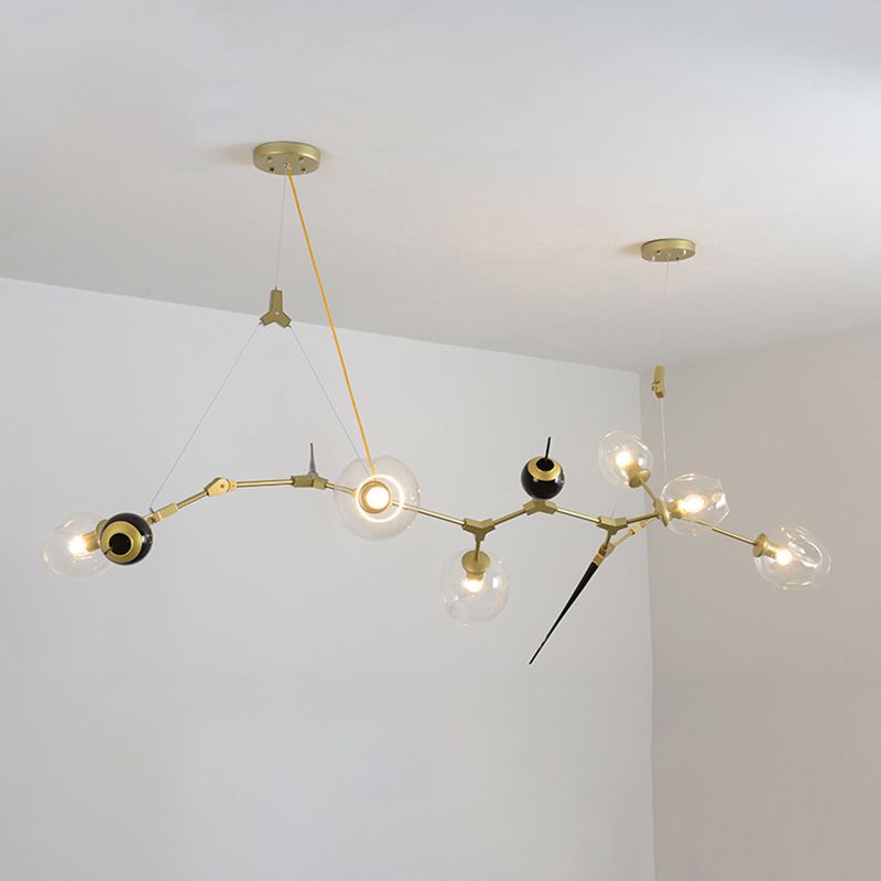6/10 Lichter Kronleuchter modernistischer Gold Suspension Anhänger mit Blase Clear Glass Shade