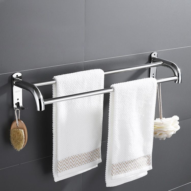 Contemporary Bath Hardware Set in Stainless Steel Chrome Robe Hooks/Towel Bar