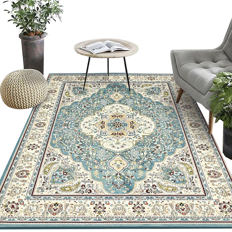 Bohemian Home Area Rug Multi Colored Print Rug Polypropylene Non-Slip Washable Stain Resistant Indoor Rug
