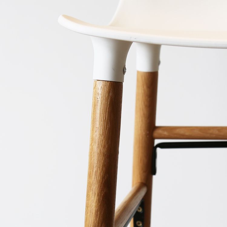 Modern Armless Backrest Counter Stool Wood Household Bar Stool with Plastic Seat