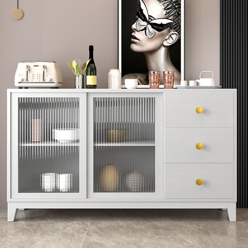 Modern White Rectangle Accent Cabinet Knobs 1 Shelves Cabinet