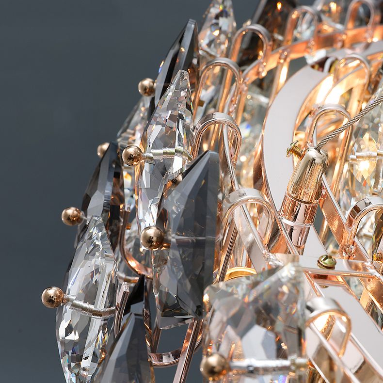 Plafond de forme ronde Light Light Clear Crystal Chandelier Éclairage pour le salon