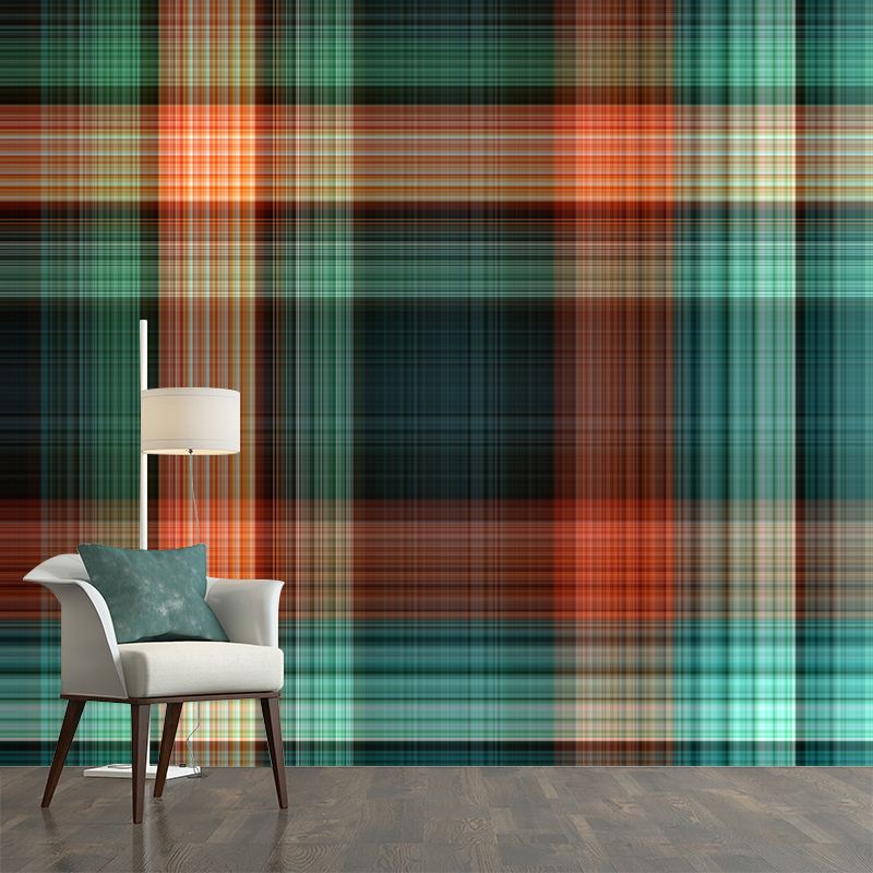 Environmental Checked Grain Illustration Wallpaper Bedroom Wall Mural