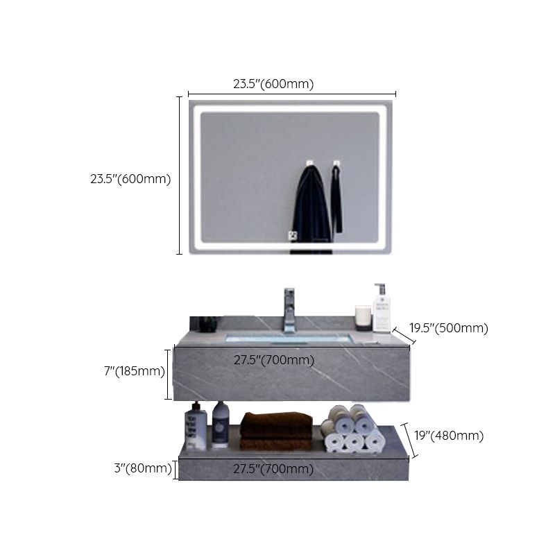 Modern Sink Vanity Wall Mounted Standard Bathroom Vanity with Mirror