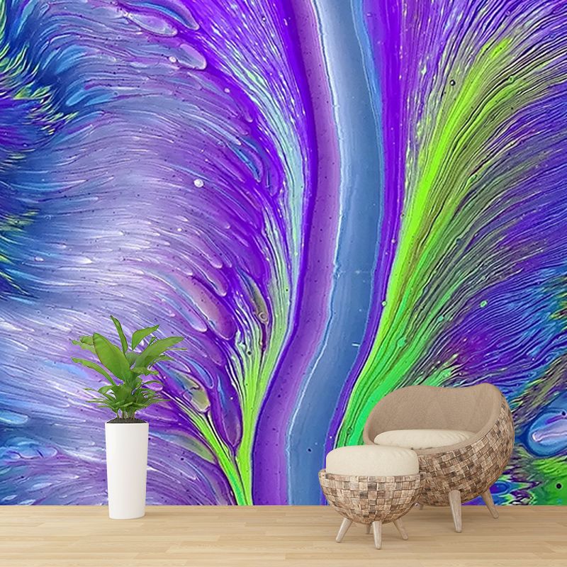 Peinture murale abstraite pour décoration de salon aux couleurs douces, réalisée sur mesure