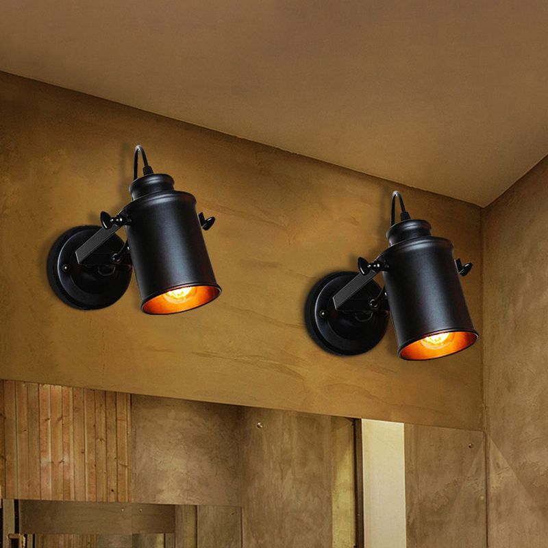 Industrial Style Iron Wall Mount Light Cylinder Shape Wall Lamp for Living Room