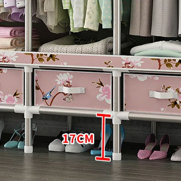 Steel Wardrobe Cabinet with Shelves Modern Wardrobe Armoire with Drawer