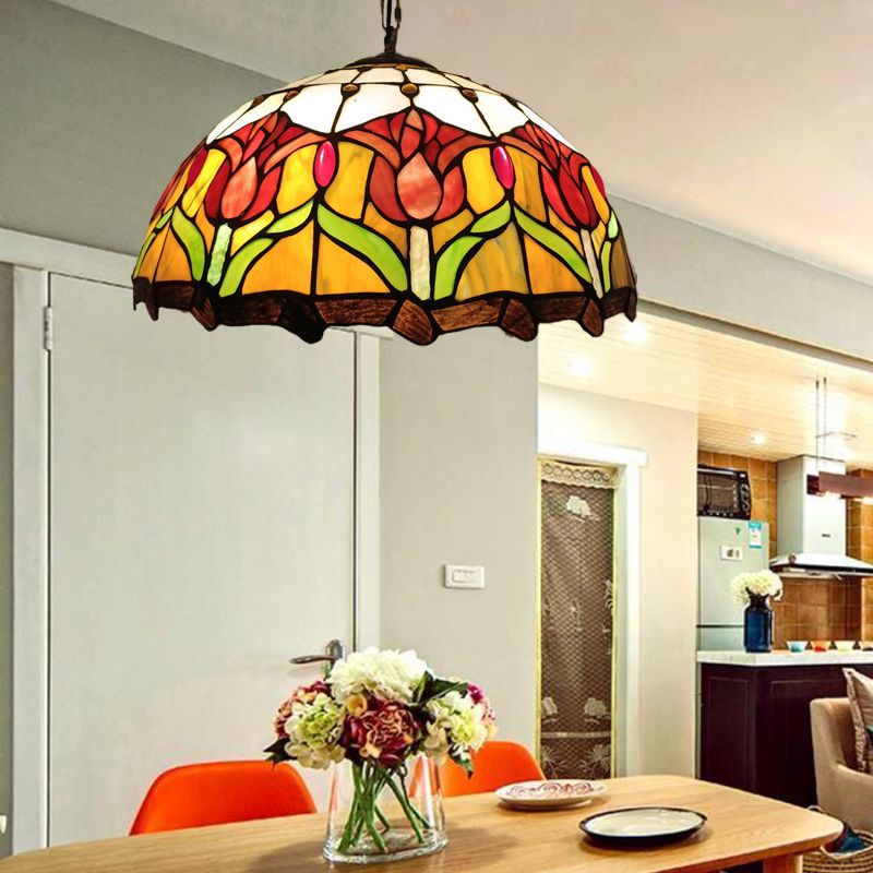 Lampadino giallo a 3 luci lampadario vittoriano taglio a mano blossom sospeso a sospensione