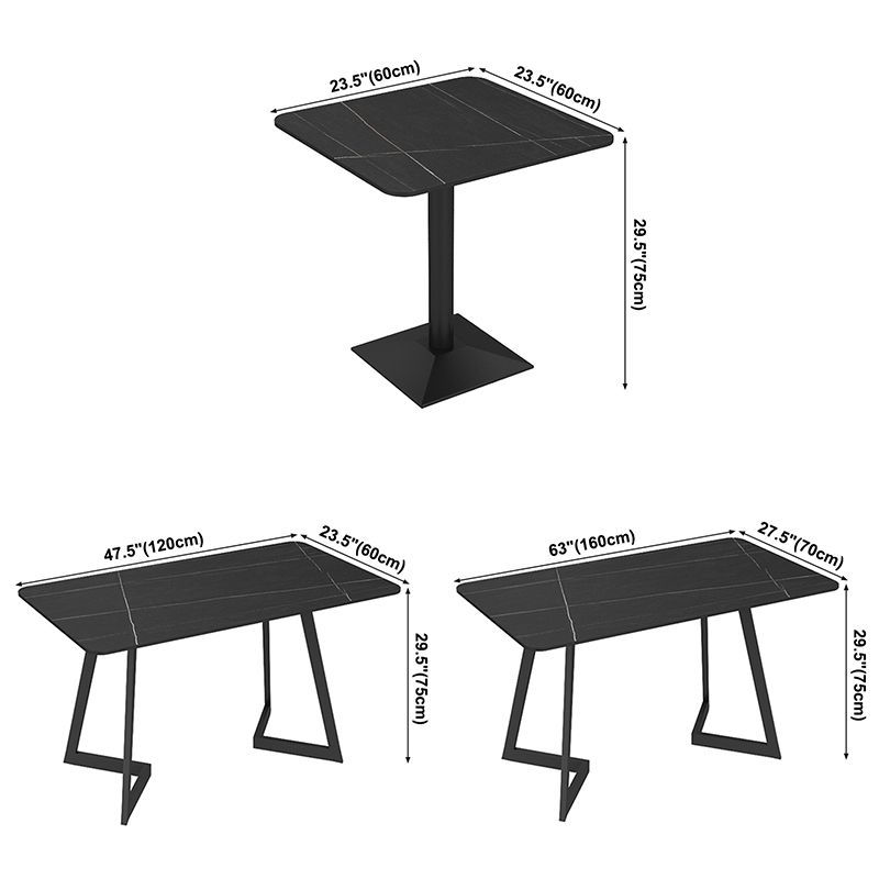 Industrial Sintered Stone Dinner Room Kitchen Table Black Table with Black Frame for Dining Room