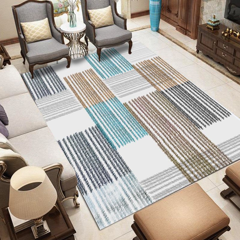 Decorative Lines Design Indoor Rug Contemporary Trendy Area Carpet Polyester Easy Care Anti-Slip Backing Rug for Living Room