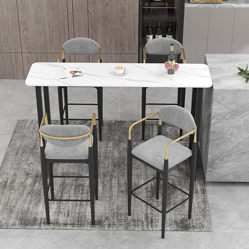 Traditional Luxury Stone Bar Table Rectangle Bar Dining Table with Sled Base