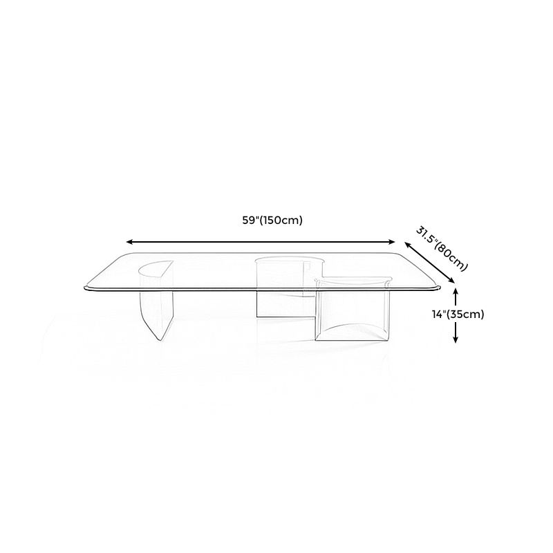 13.7" Contemporary Style 3 Legs Metal Base Square Glass Top Coffee Table