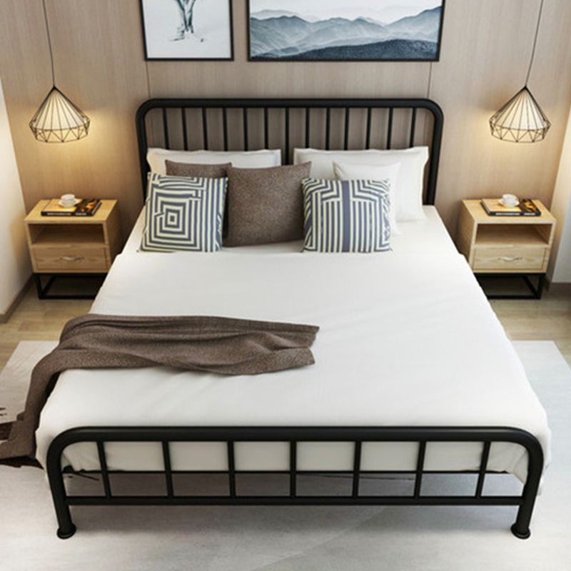 Modern Metal Headboard Bed Rectangular Open-Frame Bed with Metal Legs