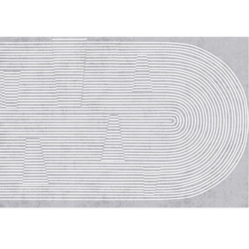 Solid Color Relaxing Area Rug Polyester Geometric Lines Print Rug Non-Slip Backing Indoor Rug for Living Room