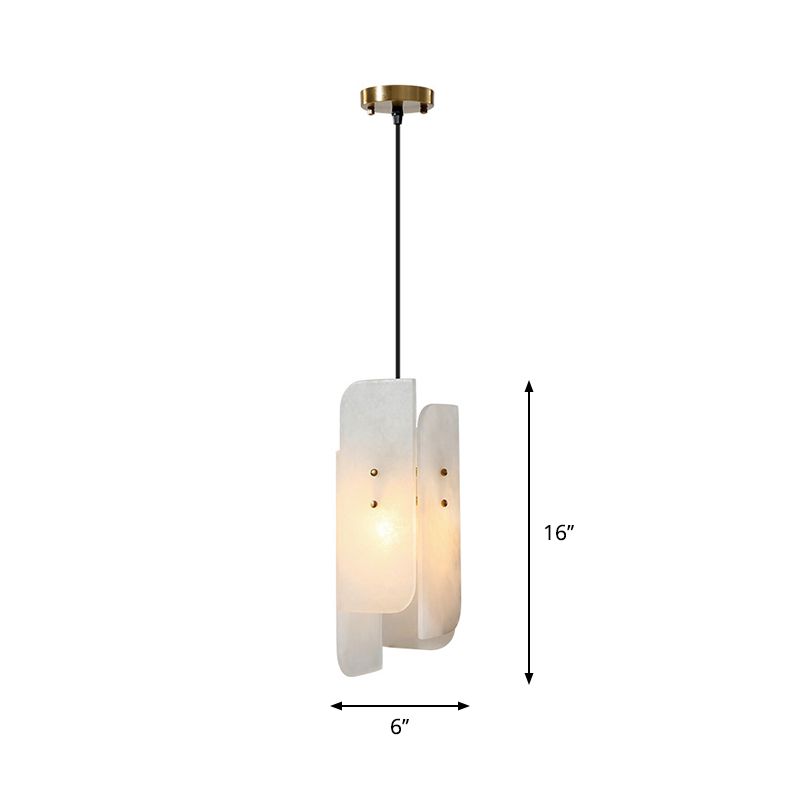 Panneau de rectangle blanc lampe de plafond minimaliste à 1 lumière en marbre de marbre léger pour restaurant