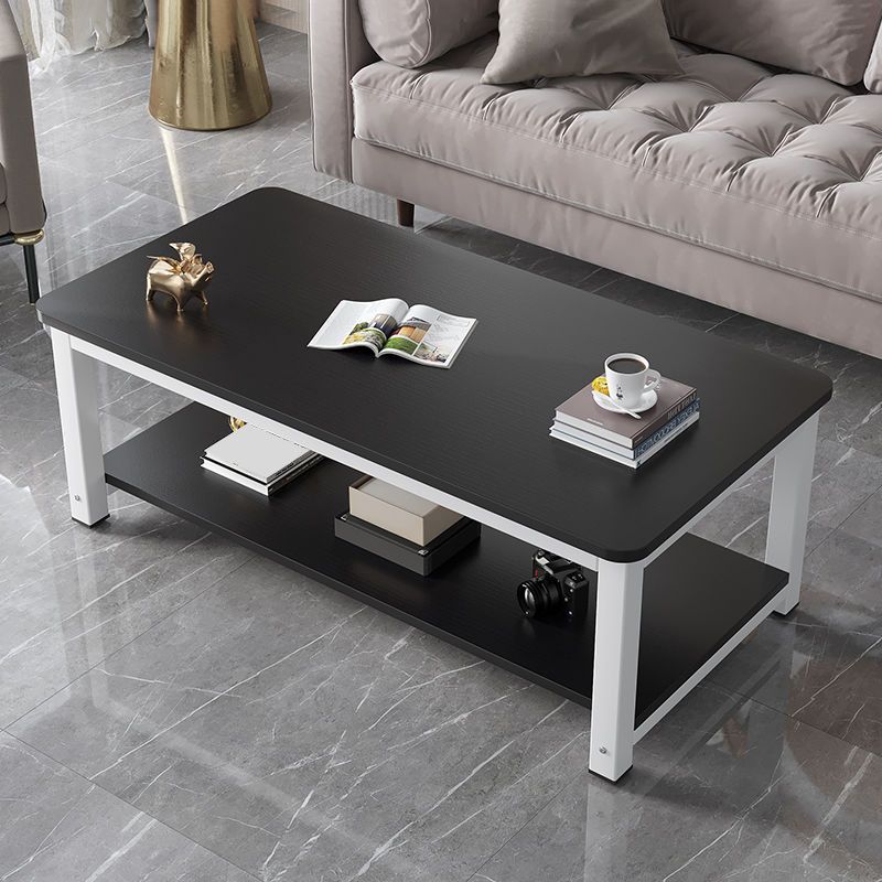 Round Wooden Coffee or End Table Iron Pedestal Base with Storage