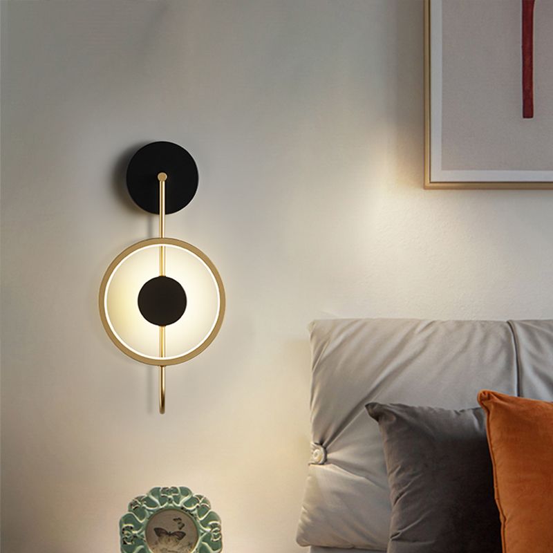 Round Shape Metal Wall Sconce Modern Style 1 Light Wall Mount Lighting