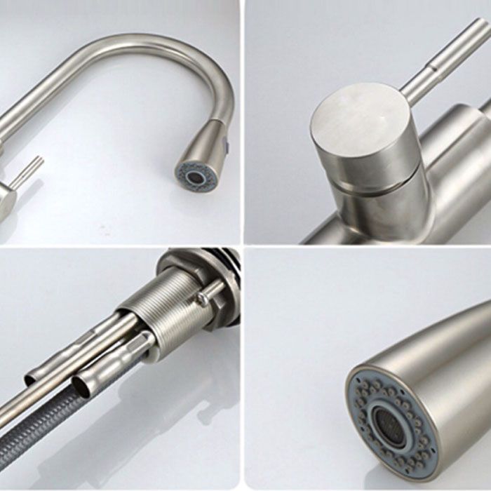 1-Hole Kitchen Faucet Pull down Sprayer Kitchen Faucet with Single Lever Handle